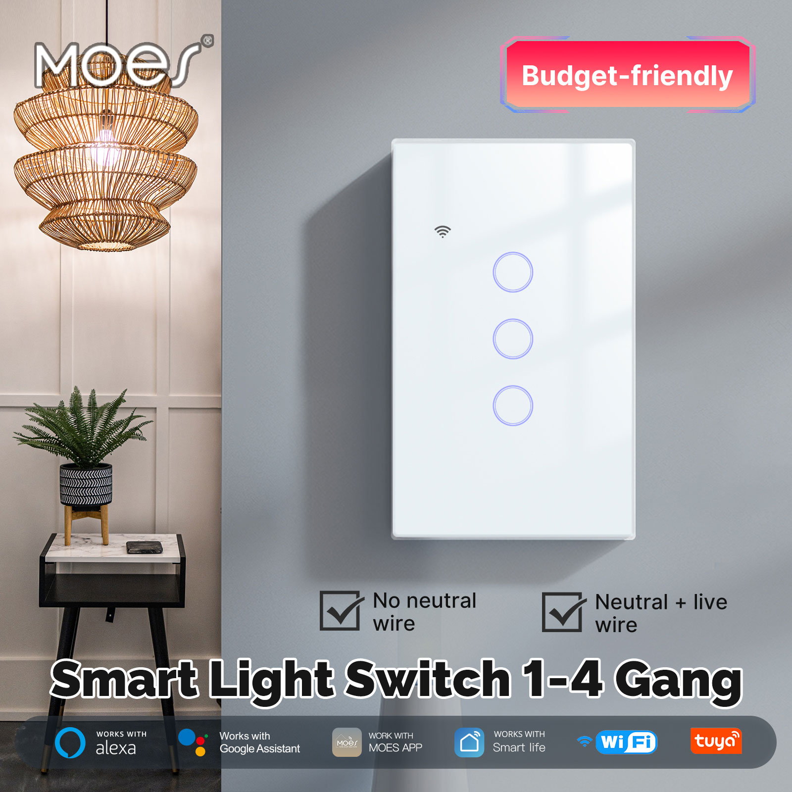 Smart Light Switch - MOES Tuya WiFi Smart Light Switch