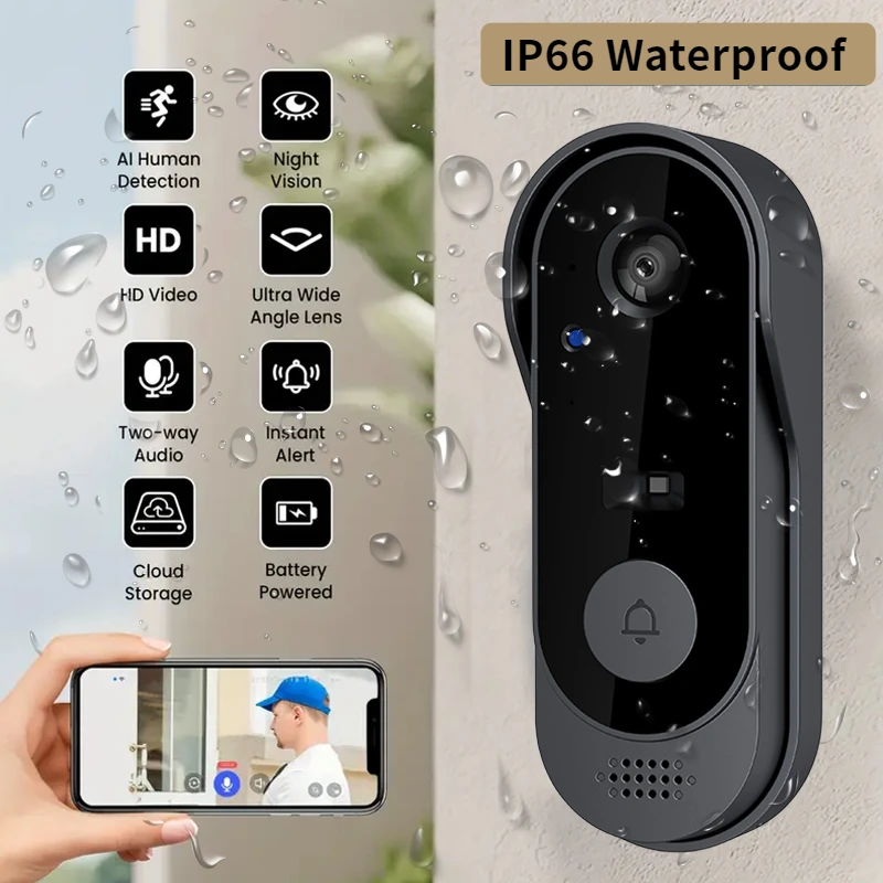 Smart Home Video Doorbell Enhanced Security With Smart Doorbell - Tuya Smart Home Waterproof Door Bell