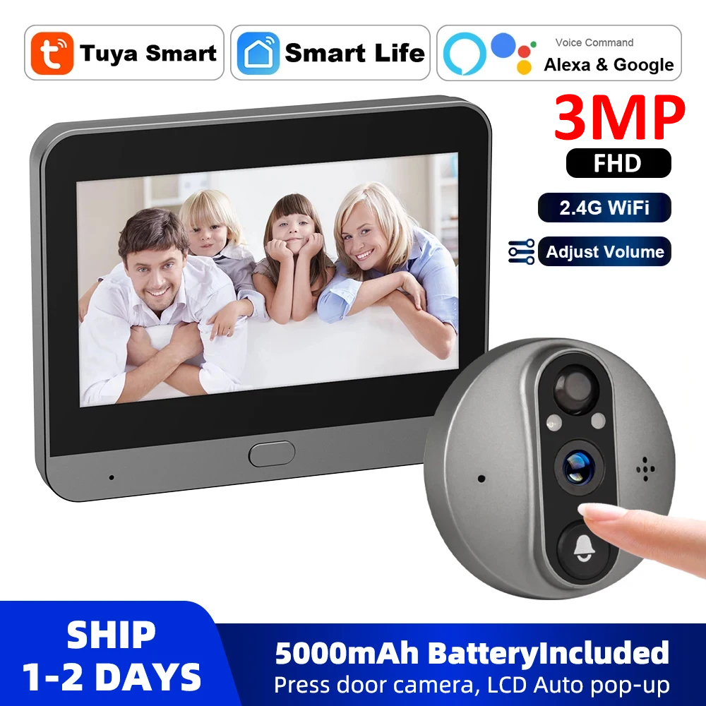 3MP WiFi Smart Tuya Peephole 5 - Smart Home Video Doorbell Enhanced Security With Smart Doorbell incelemesi ve fiyatı