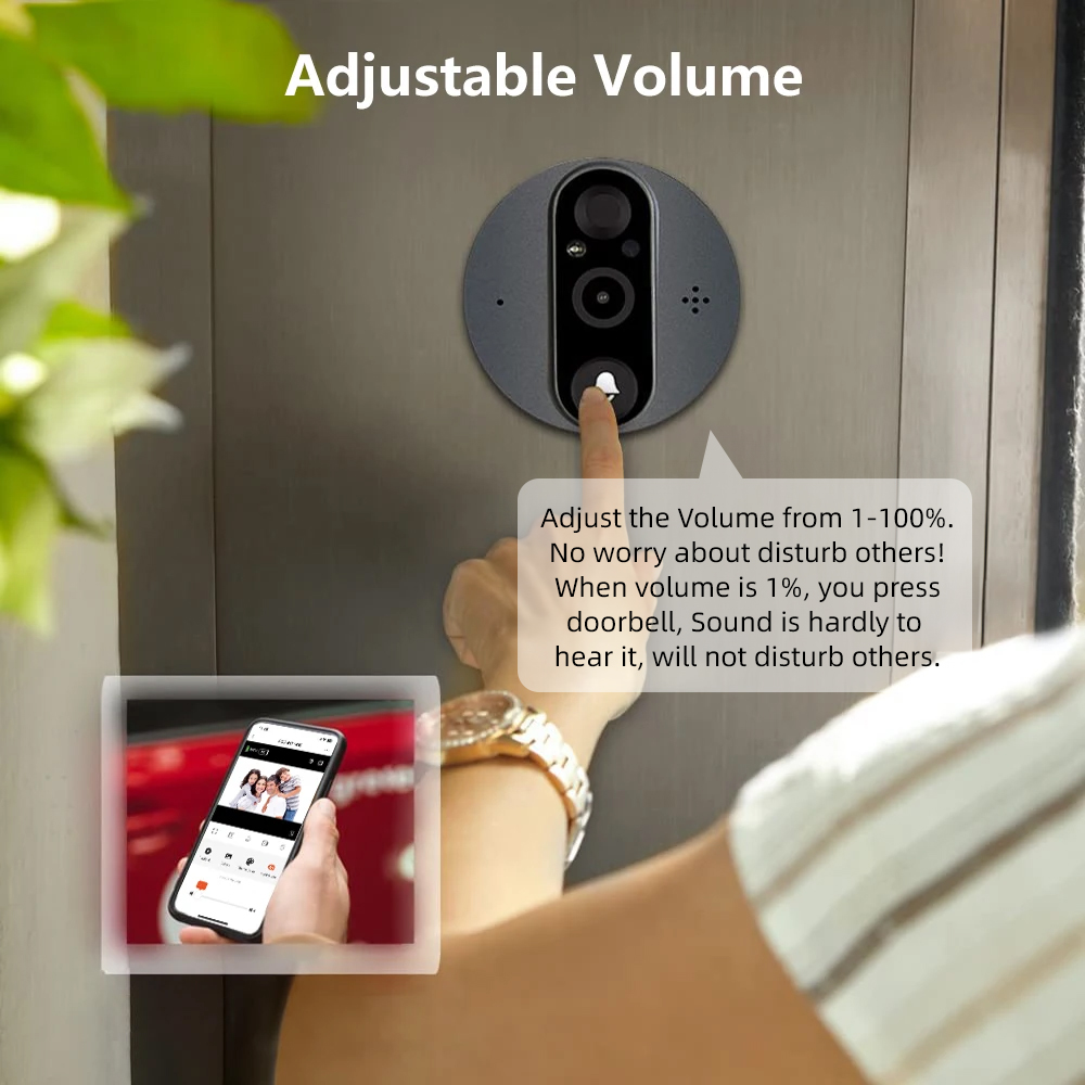 3MP WiFi Smart Tuya Peephole 5 - Smart Home Video Doorbell Enhanced Security With Smart Doorbell incelemesi ve fiyatı