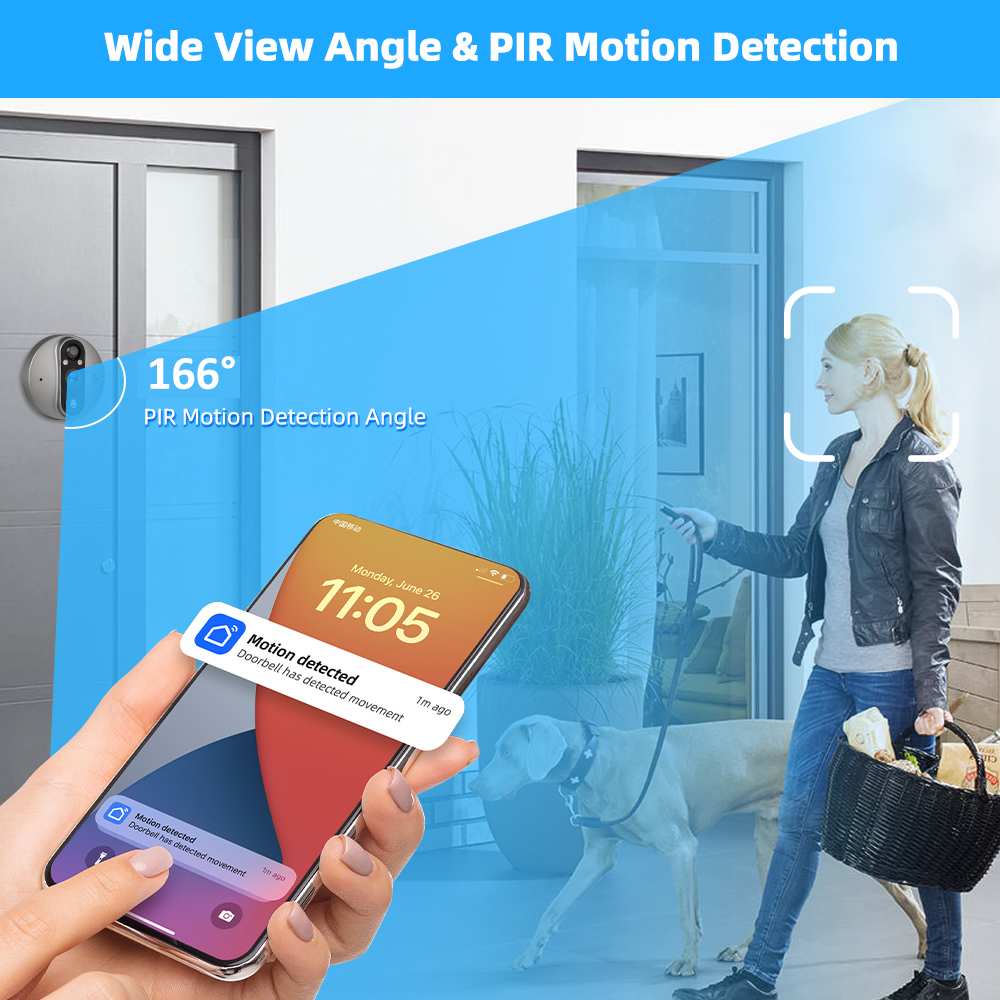 3MP WiFi Smart Tuya Peephole 5 - Smart Home Video Doorbell Enhanced Security With Smart Doorbell incelemesi ve fiyatı