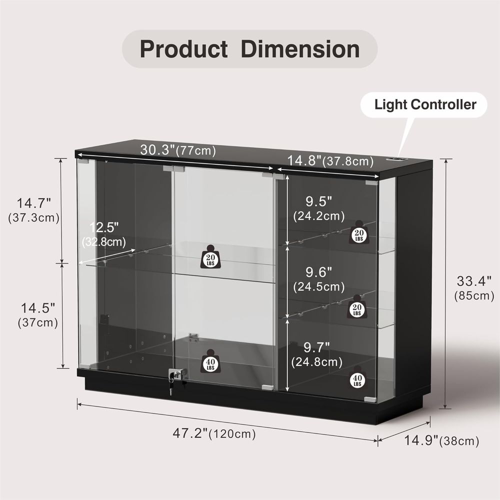 Glass Display Cabinet with Loc - Motion Sensor Light incelemesi ve fiyatı