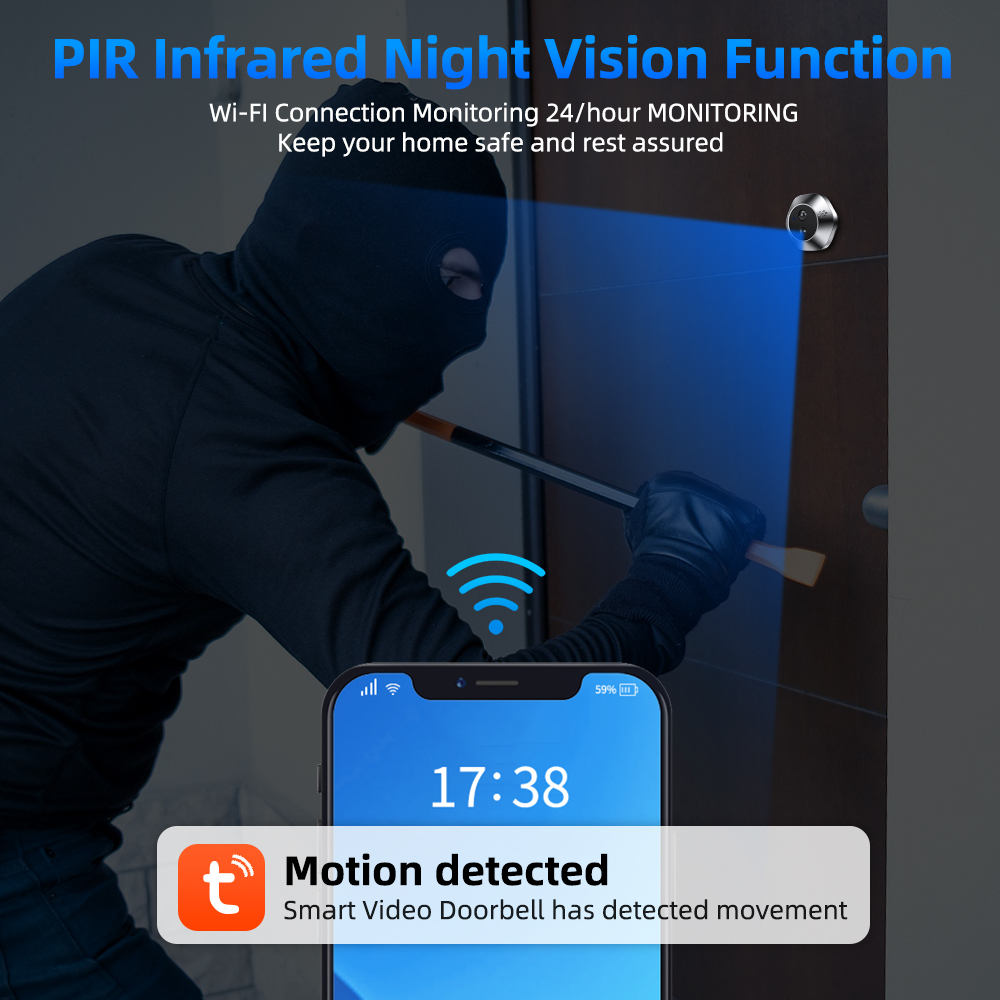 Hollarm Tuya WiFi Door Peephol - Smart Home Video Doorbell Enhanced Security With Smart Doorbell incelemesi ve fiyatı