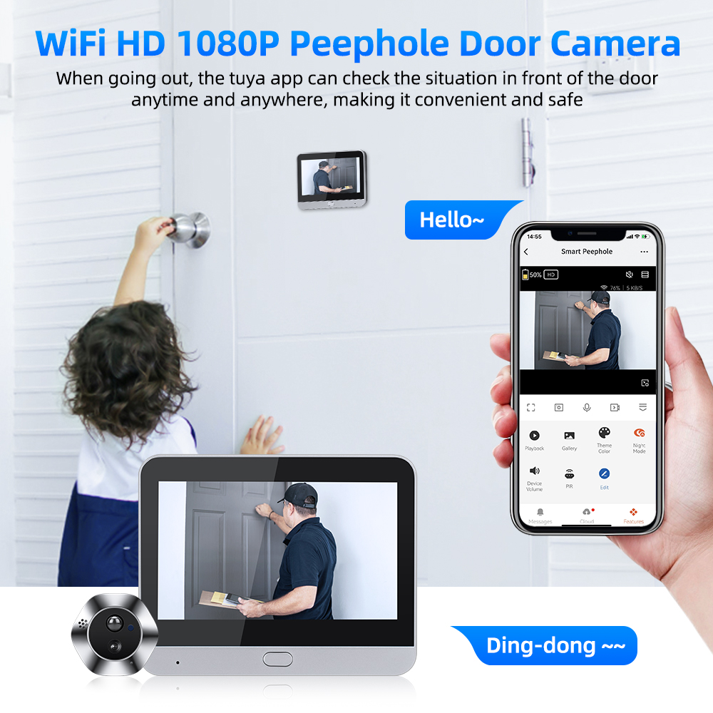 Hollarm Tuya WiFi Door Peephol - Smart Home Video Doorbell Enhanced Security With Smart Doorbell incelemesi ve fiyatı