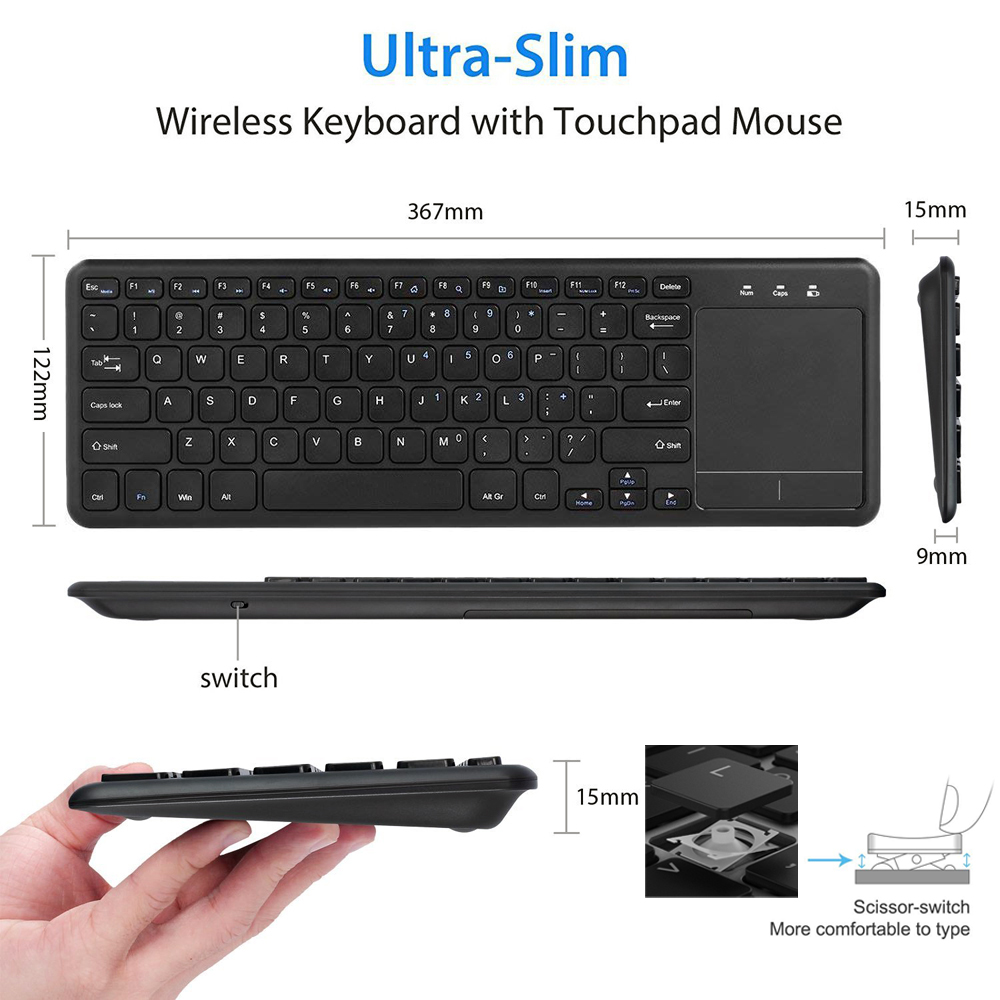 2.4GHz Ultra thin Wireless Tou - Smart Home Keyboard incelemesi ve fiyatı
